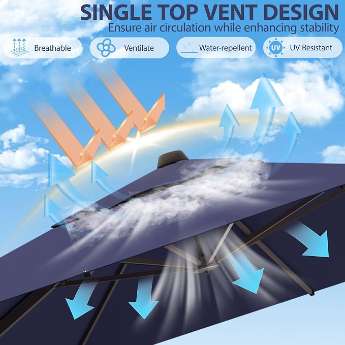 10' X 10' Patio Umbrella Cantilever Outdoor Rectangle Umbrella - Image 5