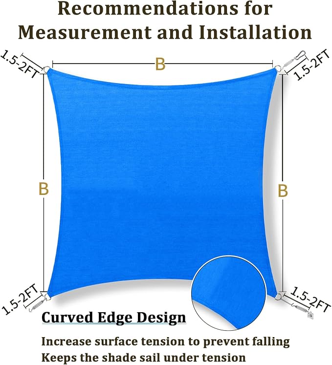 Shade&Beyond 18'x18' Sun Shade Sail Canopy Square, UV Block Breathable Curved - Image 5