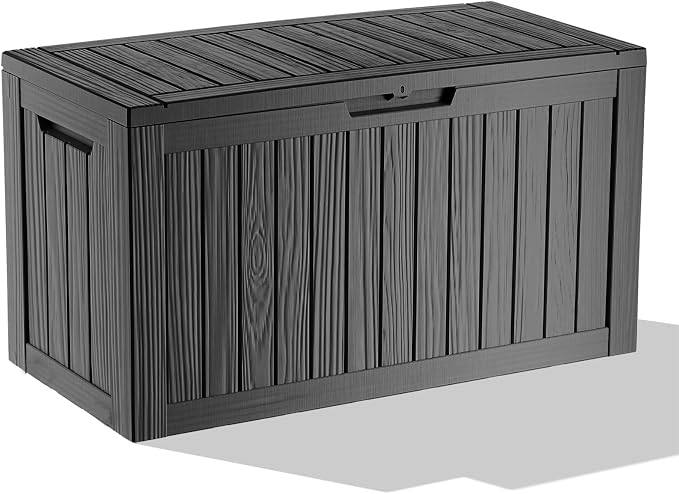 90 Gallon Waterproof Outdoor Storage Box, Resin Deck Box, Lockable Outside by MAIUSCOLI