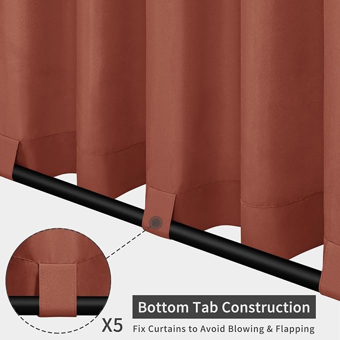 Easy-Going Outdoor Patio Curtains 2 Panels, 110x96 inch, Terra Red | Privacy - Image 3