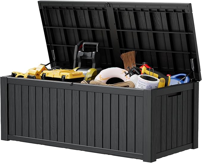 Outdoor Storage Box, 230 Gallon Large Outdoor Resin Deck Box, Storage by KAMABOKO