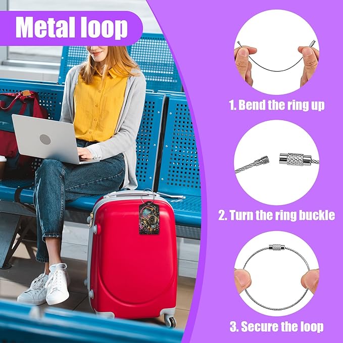 3 Pack Music Note Luggage Tags for Suitcase Headphone Guitar PU Leather Travel Luggage Tag Privacy Cover ID Label for Women Men Baggage Backpack Handbag School Bag