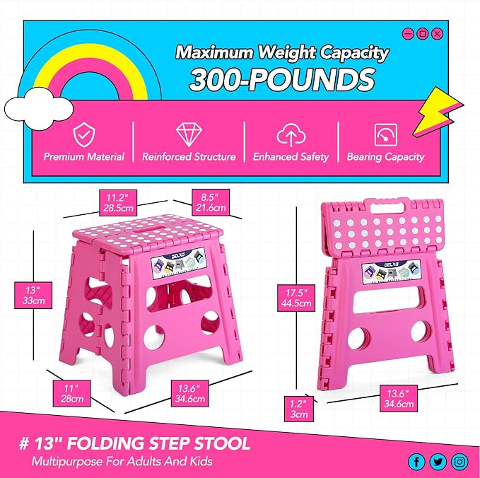 Delxo Folding Step Stool 13 Inch, 300 Lbs Step Stool - Image 2