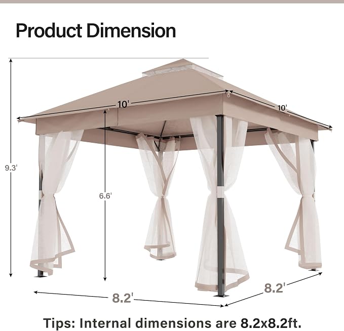 10' X 10' Waterproof Patio Gazebo - Image 2
