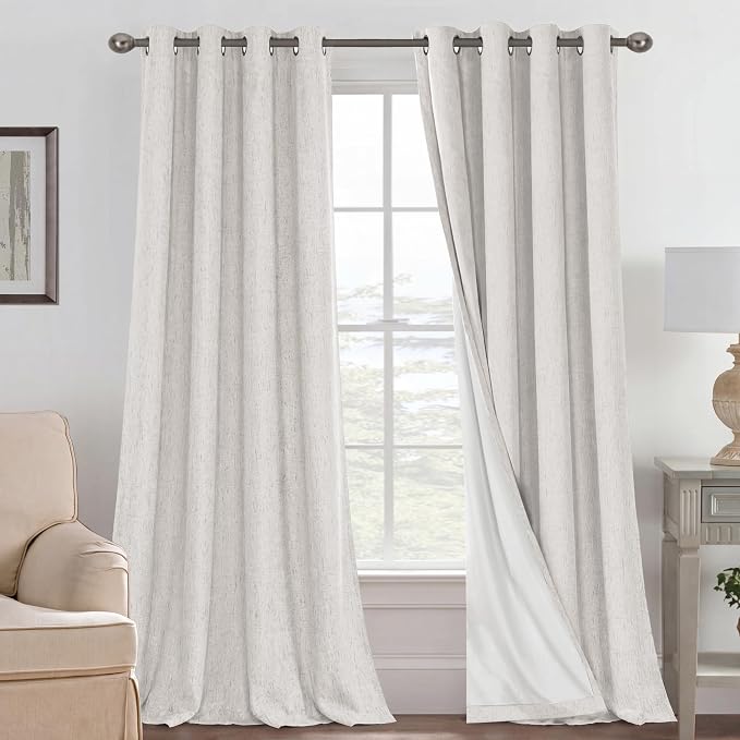 H.VERSAILTEX Blackout Curtains Linen Curtains 120 inches Long 100% Black Out by HVERSAILTEX
