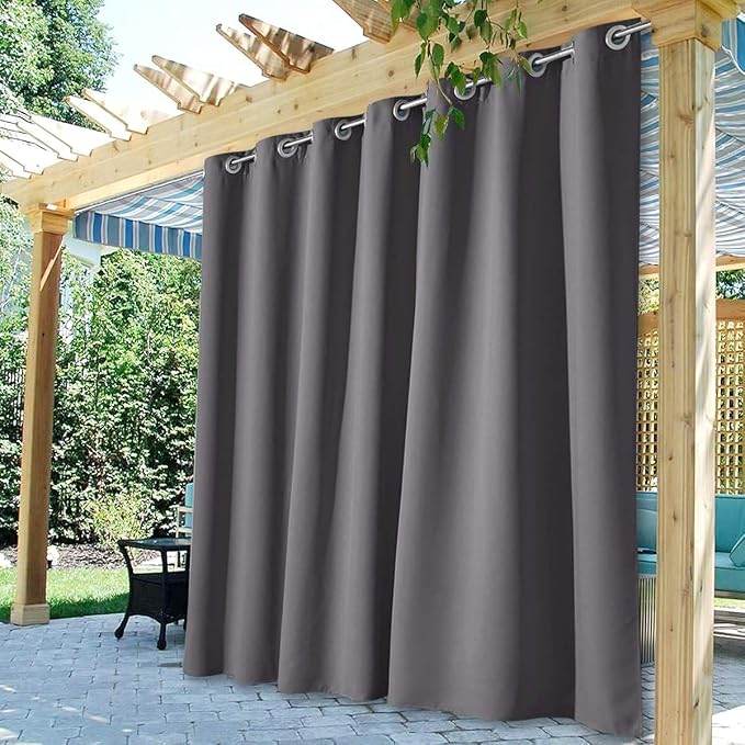 Outdoor Waterproof Curtains for Patio W100 x L84 Inch Grey, 1 Panel | Extra by StangH
