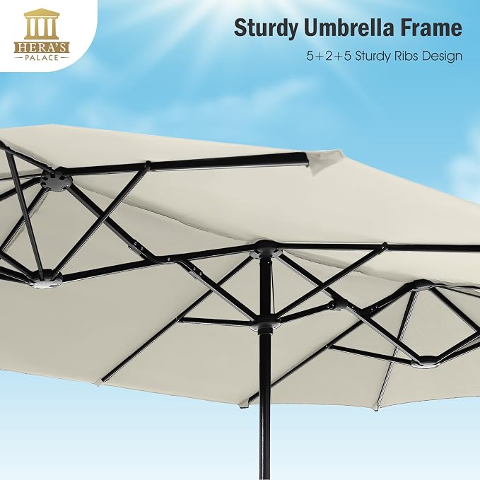 HERA'S PALACE 13 Ft Double-Sided Twin Patio Umbrella, Outdoor Double Sided - Image 3