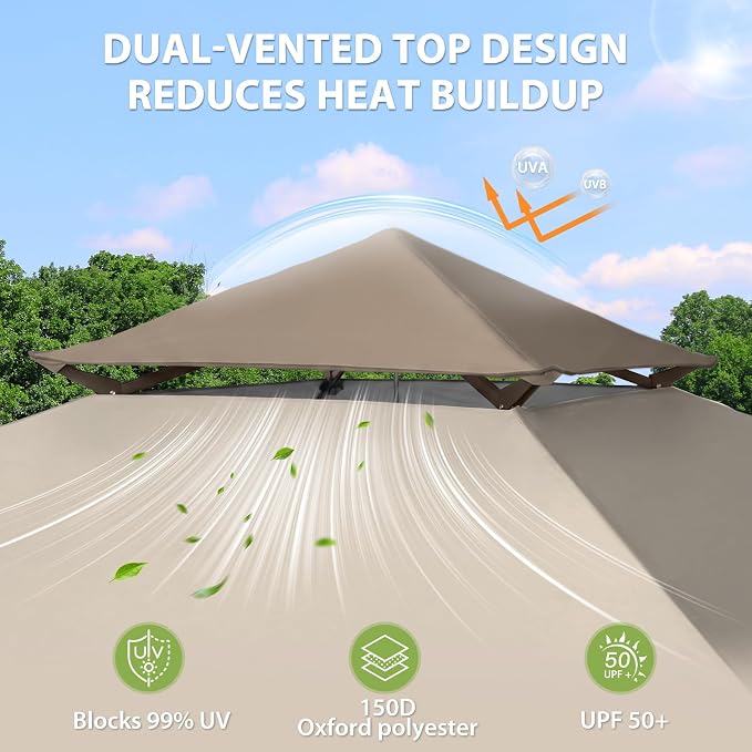 EAGLE PEAK 13x13 Pop Up Canopy Tent, Auto Extended Eaves, Heavy Duty Outdoor - Image 2