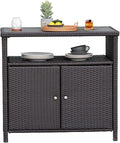 Grand patio Wicker Storage Cabinet Outdoor Waterproof Buffet Cabinet Patio Bar by GrandPatio