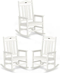 Oversized Outdoor Rocking Chairs Set of 3, 380lbs Heavy-Duty Large Patio Rocker by CIOKEA