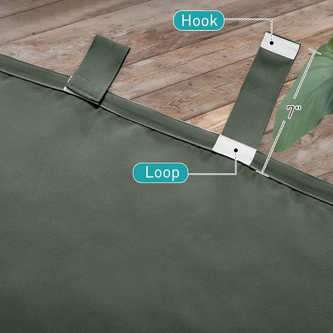 NICETOWN 2 Panels Greyish Green Outdoor Curtainss - Image 5