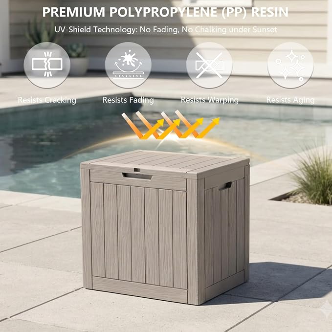 Outdoor Storage Box, 35 Gallon Waterproof Deck Box, Quick Snap-Lock Resin - Image 5