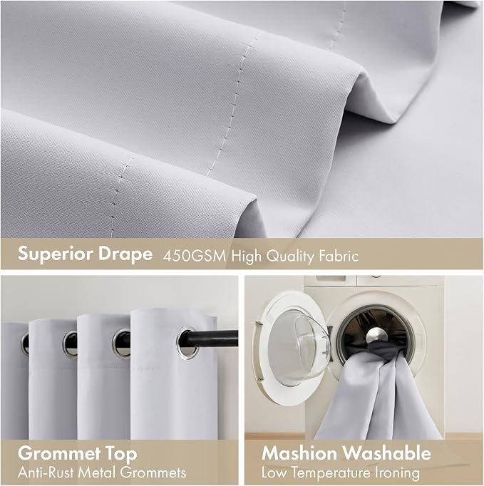 MIULEE Greyish White 40x45 Inch Length Blackout Curtains - Image 7