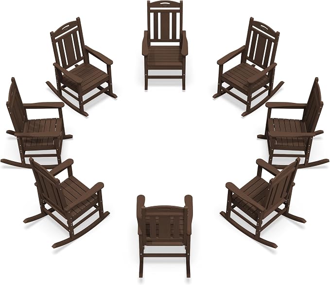 Oversized Outdoor Rocking Chairs Set of 8, 380lbs Heavy-Duty Large Patio Rocker by CIOKEA