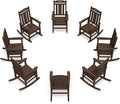 Oversized Outdoor Rocking Chairs Set of 8, 380lbs Heavy-Duty Large Patio Rocker by CIOKEA