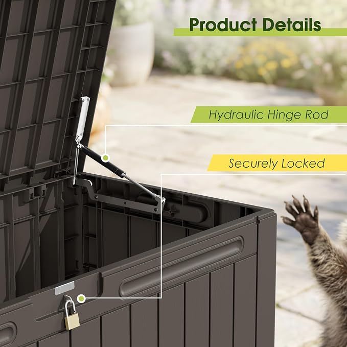 Devoko 100 Gallon Outdoor Storage Box, Waterproof Deck Box Lockable | Weather - Image 7