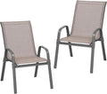 Patio Chairs Set of 2, Stackable Outdoor Dining Chairs | All Weather Dining Set by ONBRILL