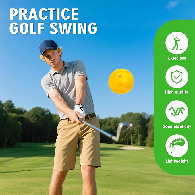 26 Pack Practice Golf Balls, 41mm Hollow Airflow Plastic Golf Balls with Golf Tees, for Indoor Outdoor Driving Range Backyard Swing Practice