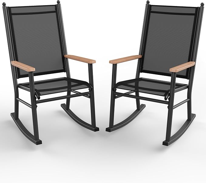 Shintenchi Outdoor Rocking Chairs Set of 2, Upgraded High Back Patio Rocking by Shintenchi%7CFurnitureMadeforRealLife