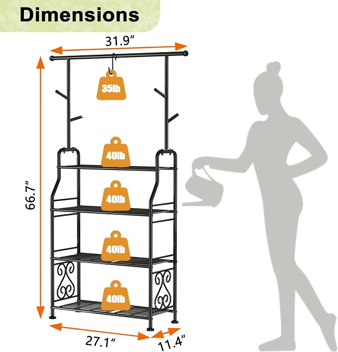 GIOTORENT Plant Stand Indoor Outdoor, 4-Tier Heavy Duty Metal Shelves, Display - Image 3