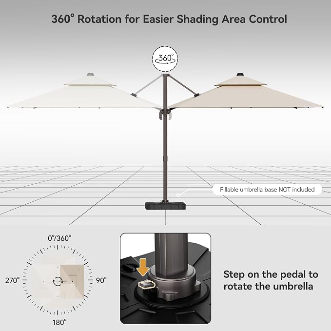 10x13FT Beige Cantilever Outdoor Patio Umbrella - Image 3