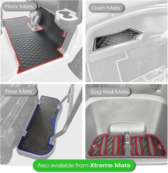 Xtreme Mats Evolution Golf Cart Floor Mat, Full Coverage Golf Cart Liner Protects OEM Flooring - Only Fits Evolution Classic Plus/Classic Pro/Forester/Turfman Carts (2022 and Prior) - Green Trim