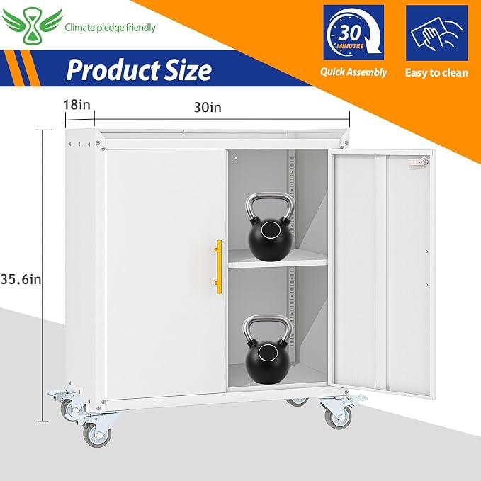 GAIOUS 35.6'' Tall Metal Garage Storage Cabinet - Image 2