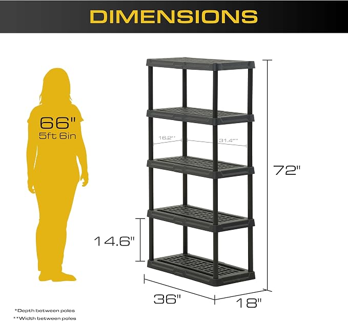 CENTREX 5-Tier Heavy Duty Plastic Storage Shelves - Image 2