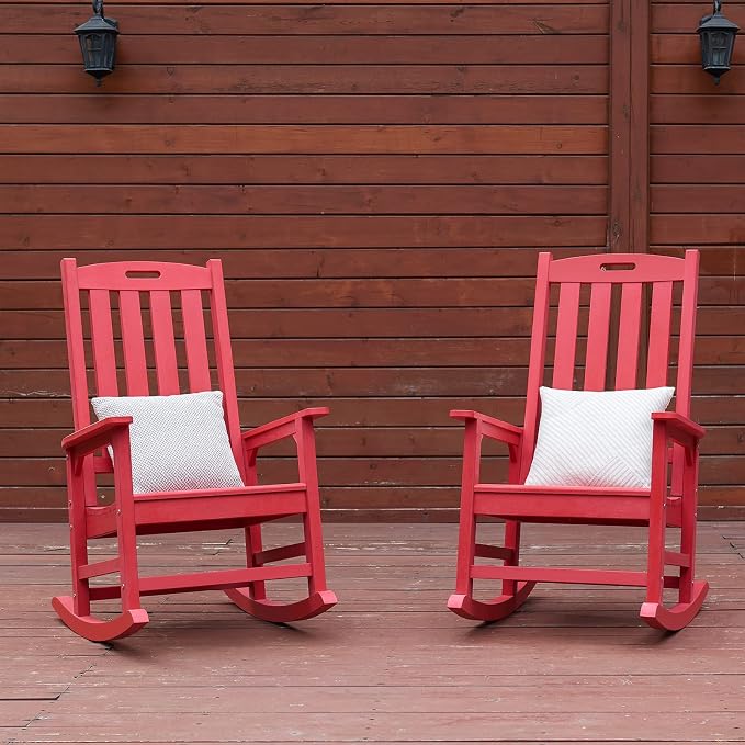 Outdoor Rocking Chairs Set of 2, Oversized Porch Rocker | Weather Resistant - Image 7