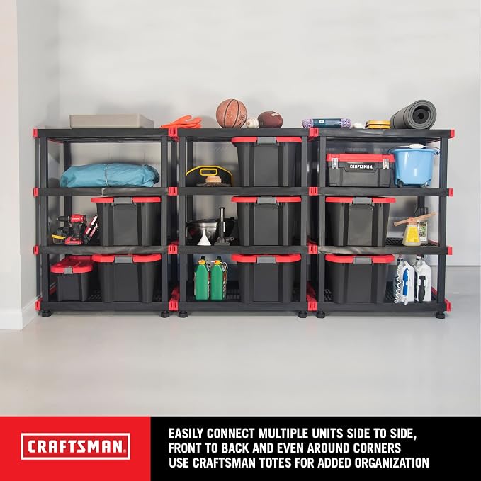 CX Craftsman 4-Tier Heavy Duty Plastic Storage Shelves, Garage Organization | - Image 5