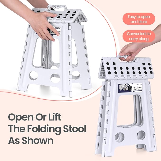 Delxo 16 Inch Folding Step Stool, Foldable Step Stool - Image 5