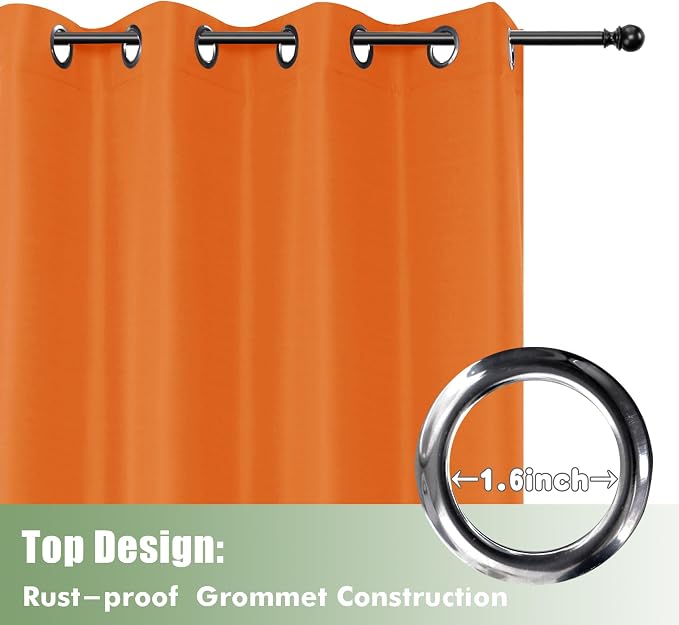 Outdoor Curtains for Patio Waterproof 6 Pcs 54x95 Inch Mecca Orange | Outsides - Image 4