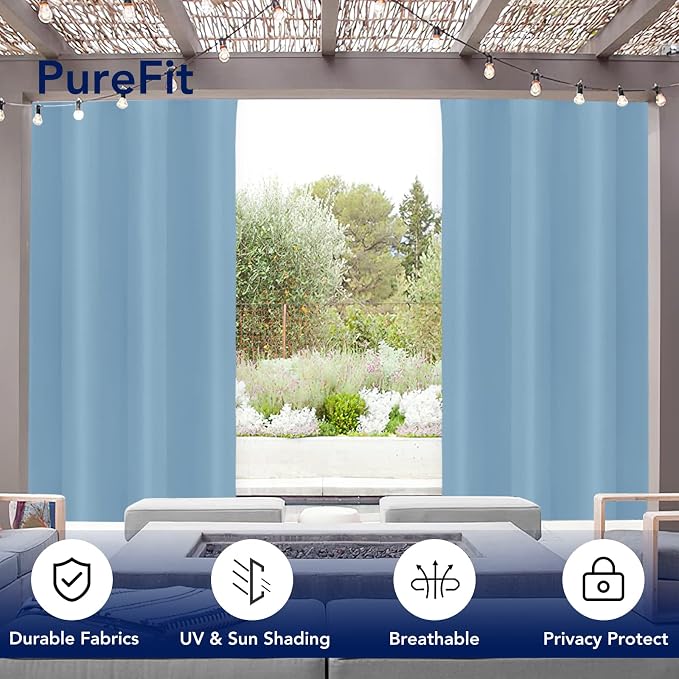 PureFit Outdoor Curtains for Patio Waterproof Weatherproof Outside Curtains | - Image 3