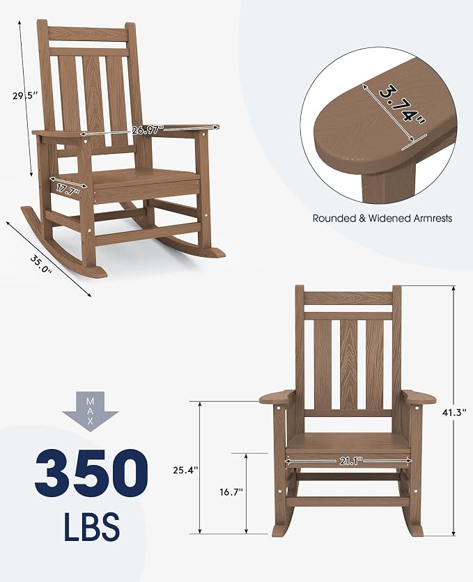 Oversized Outdoor Rocking Chair, HDPE Patio Rockers - Image 3