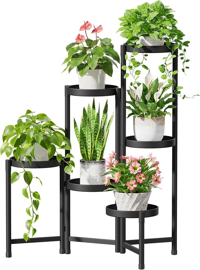 iDavosic.ly Plant Stand Indoor Outdoor, 6 Tier Metal Corner Shelf, Folding by iDavosicly