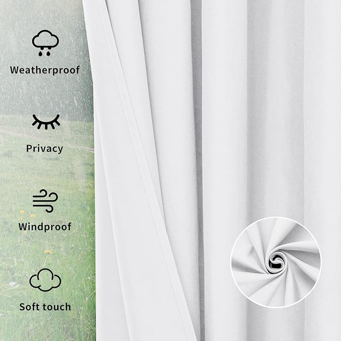 Easy-Going Outdoor Curtains for Patio 1 Panel, 150x84 inch, Weatherproof - Image 6