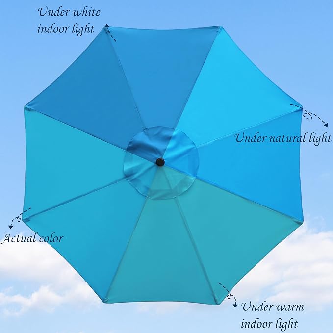 9' Outdoor Patio Umbrella, Outdoor Table Umbrella, Yard Umbrella, Market - Image 2