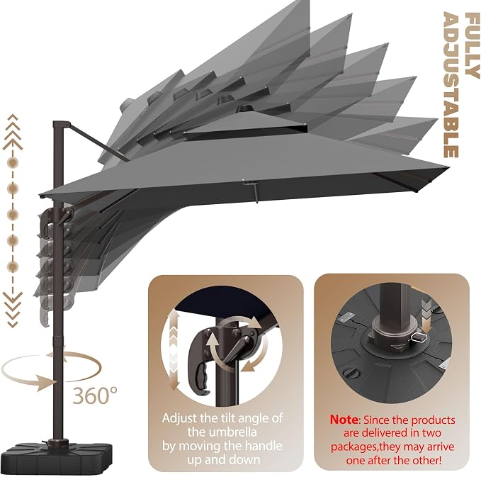 10x10Ft Patio Umbrella Outdoor Cantilever Rectangle Umbrella - Image 5