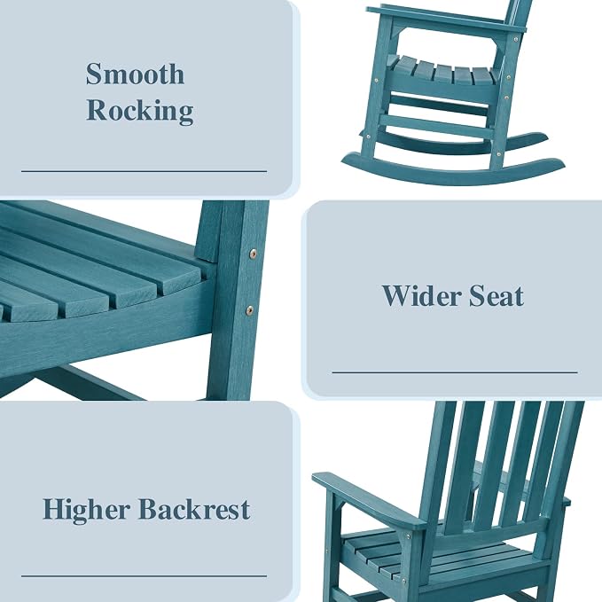 Oversized Outdoor Rocking Chair, HDPE Porch Rocker | High Back Rocking Chairs - Image 4