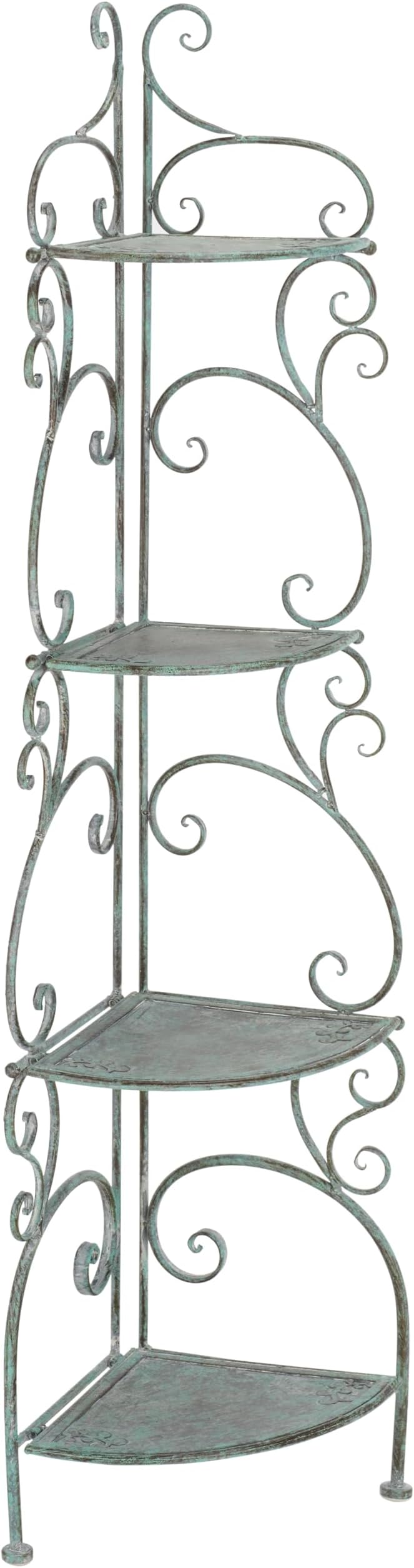 SAFAVIEH Outdoor Collection Turuca Antique Dark Green Wrought Iron 4-Tier by Unknown