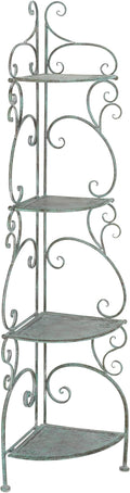SAFAVIEH Outdoor Collection Turuca Antique Dark Green Wrought Iron 4-Tier by Unknown