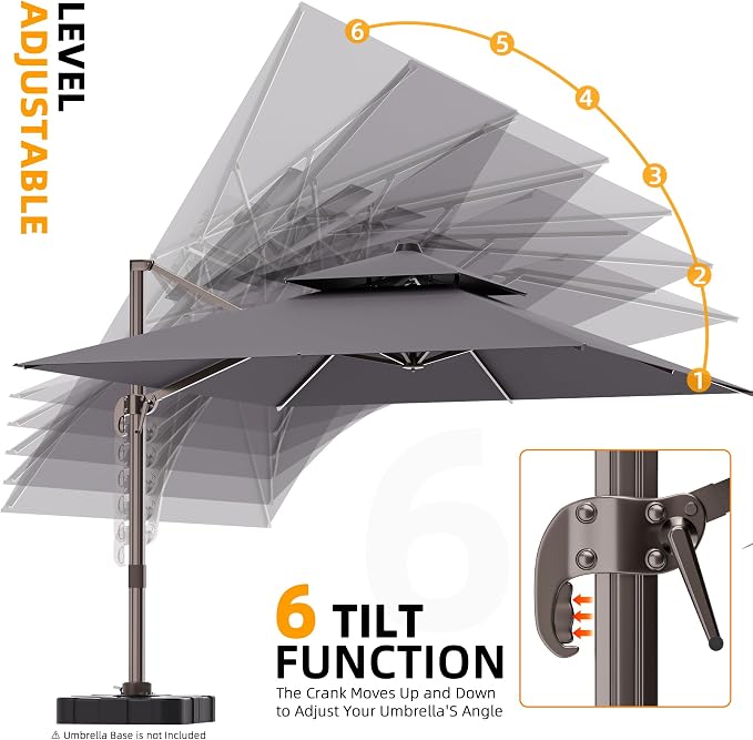 10' X 13' Outdoor Patio Umbrella Large Rectangle Cantilever Umbrella Heavy Duty - Image 7