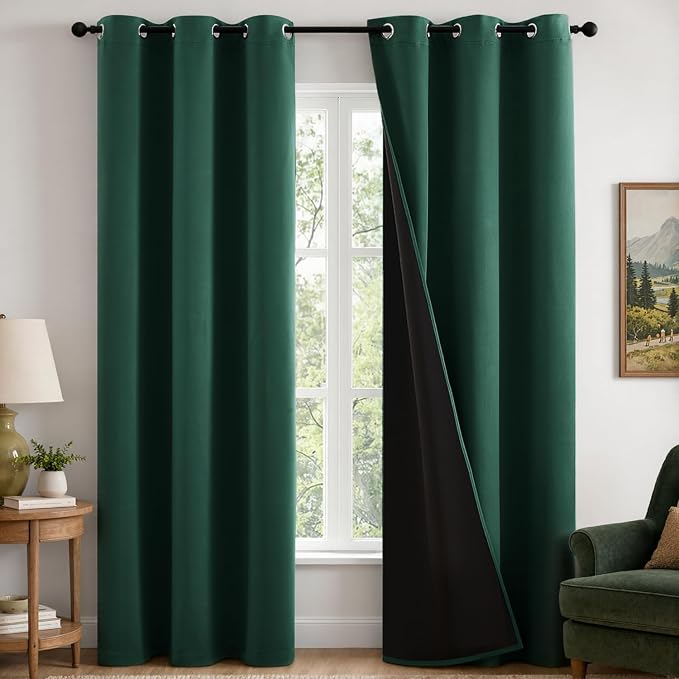 MIULEE Hunter Green 100% Blackout Curtains by MIULEE