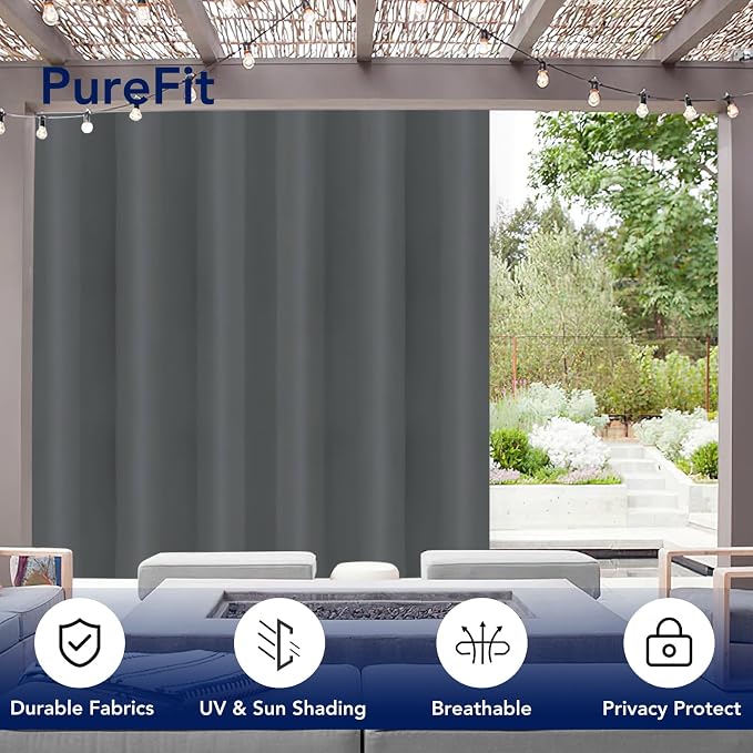 PureFit Outdoor Curtains for Patio Waterproof Weatherproof Outside Curtains | - Image 3