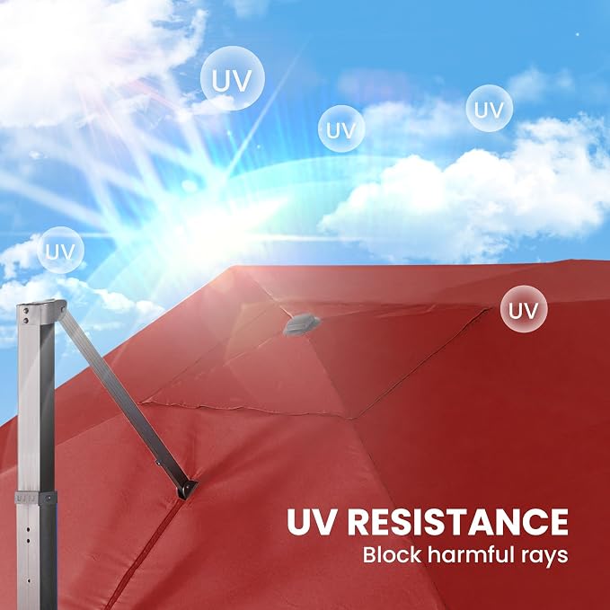 9' X 12' Cantilever Patio Umbrella Rectangular Outdoor Umbrellas | Heavy Duty - Image 9