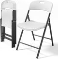 Bonnlo 4-Pack White Plastic Folding Chairs, Portable Seat by Bonnlo