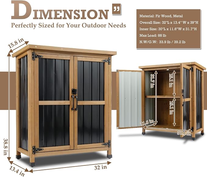 Small Outdoor Storage Cabinet for Patio, Weatherproof Lockable Deck Storage | - Image 2