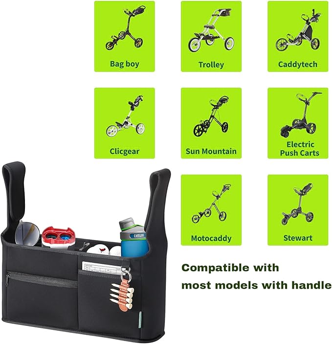 Golf Bag, Push Cart Golf Organizer, Golf Storage Bag, Multifunctional Cart Bag Suitable for Various Cart Storage Bags with Handles