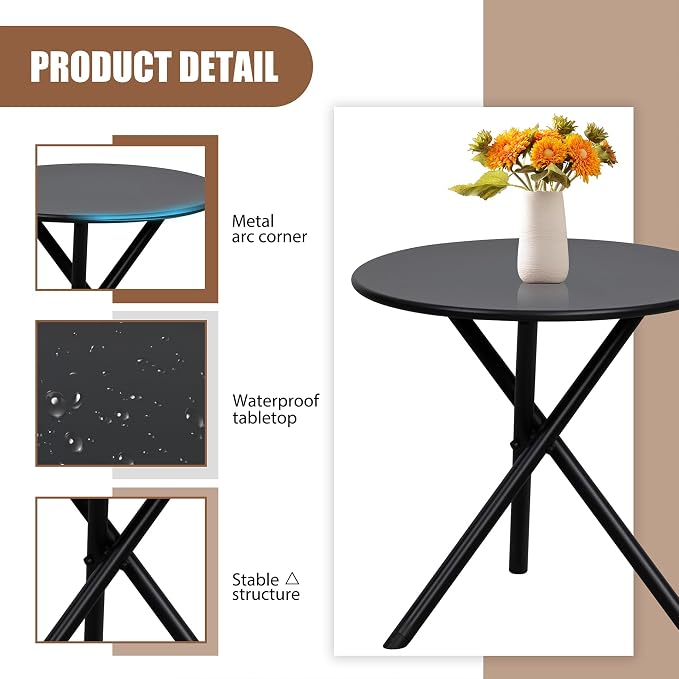 Shintenchi 3 Piece Outdoor Rocking Bistro Set, Textilene Fabric Small Patio - Image 7