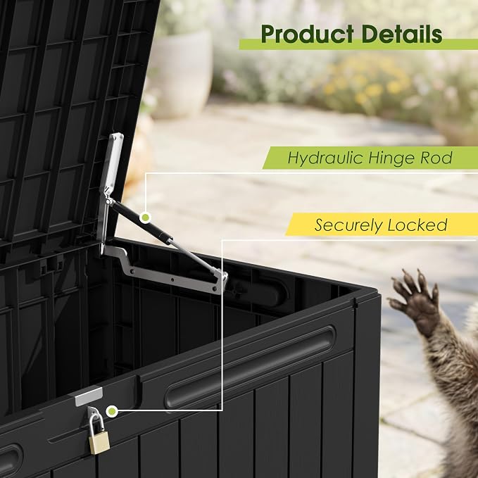 Devoko 100 Gallon Outdoor Storage Box, Waterproof Deck Box Lockable | Weather - Image 6
